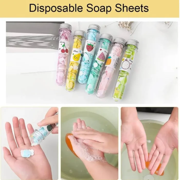 Kydoos Portable Dissolvable Paper Soap Strips - 50 Sheets Travel Essentials for Kids & Adults _ Compact, Hygienic, and Fragrant Soap for Camping, Outdoor, and Daily Use (Assorted Scents)