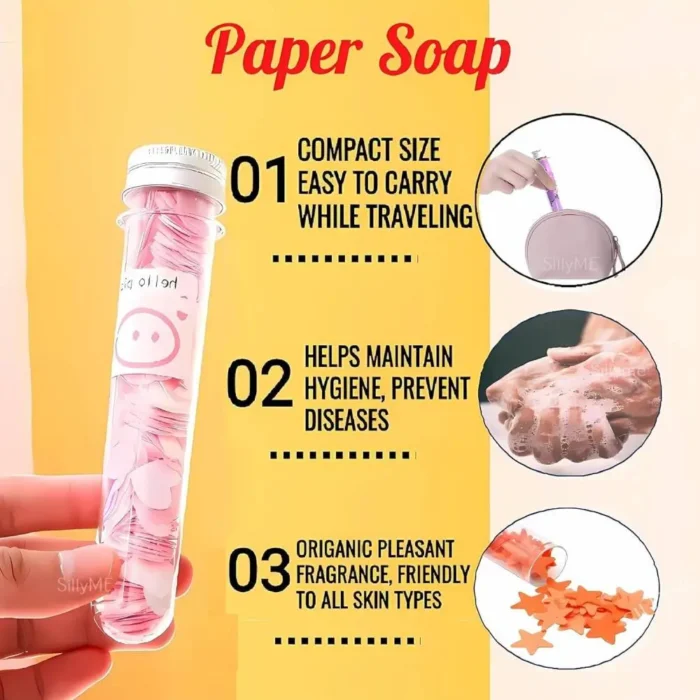 Kydoos Portable Dissolvable Paper Soap Strips - 50 Sheets Travel Essentials for Kids & Adults _ Compact, Hygienic, and Fragrant Soap for Camping, Outdoor, and Daily Use (Assorted Scents)