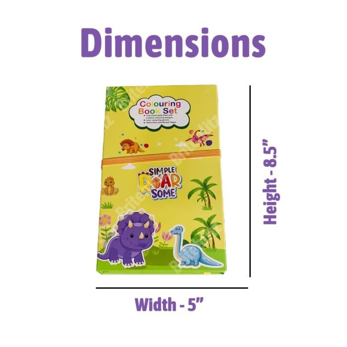 Kydoos Kids Dinosaur Coloring Book Set with 8 Double-Sided Pencils