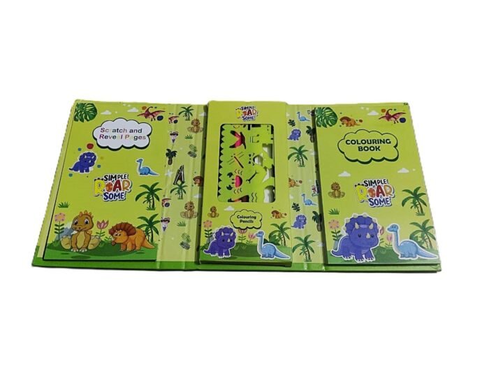 Kydoos Kids Dinosaur Coloring Book Set with 8 Double-Sided Pencils