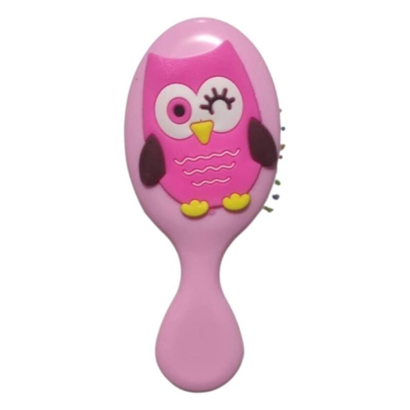 Kydoos Pink Owl Hair Brush for Kids – Gentle Detangling Brush